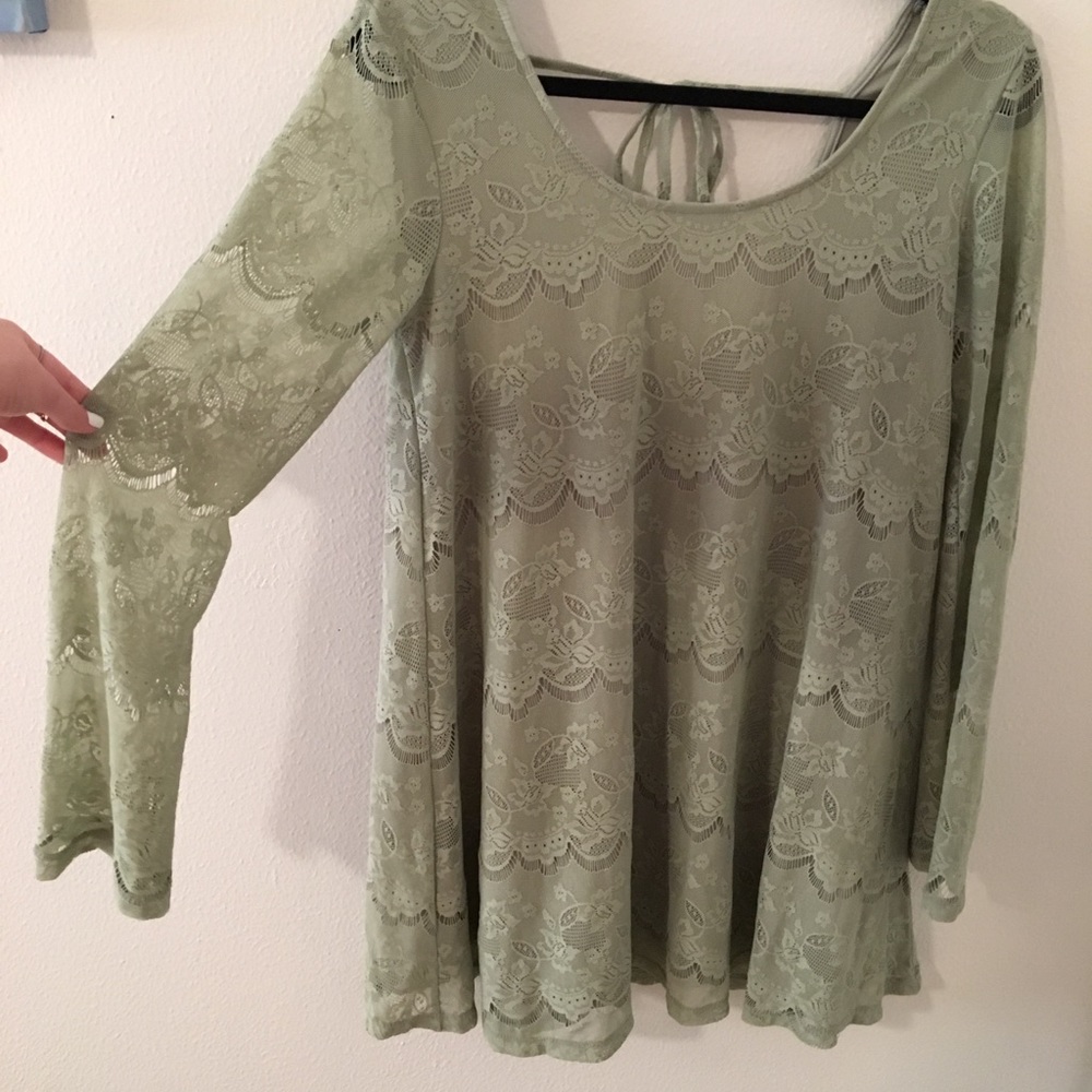 Altard State Long Sleeve Green Lace Dress